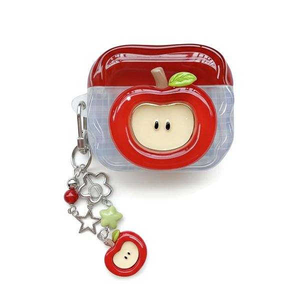 Cute 3D Apple Design Case with Keychain Compatible with AirPods Pro 3