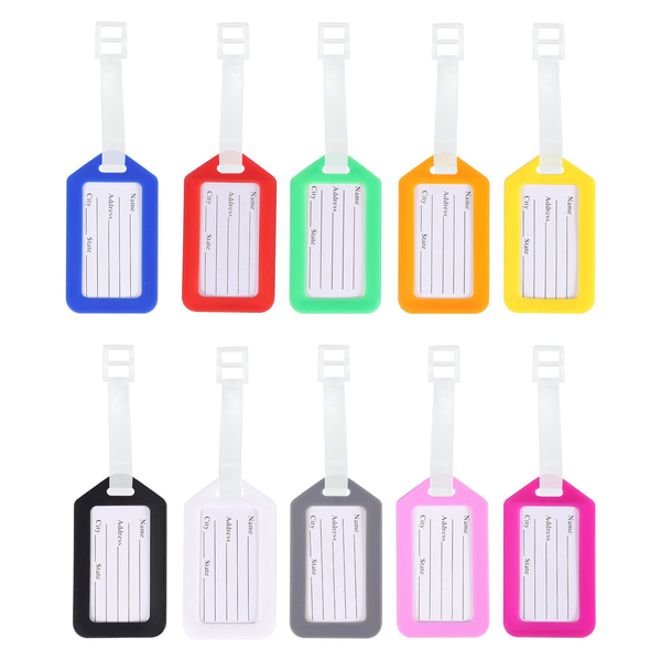 10 Travel Luggage Bag Tag Plastic Suitcase Baggage Office Name Label