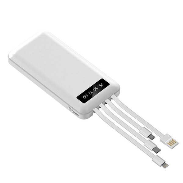 Power Bank Portable Charger with 4 Built-in Cables &amp; LED Display