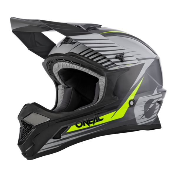 O Neal 1 Series MX Helmet Stream Grey / Neon Yellow