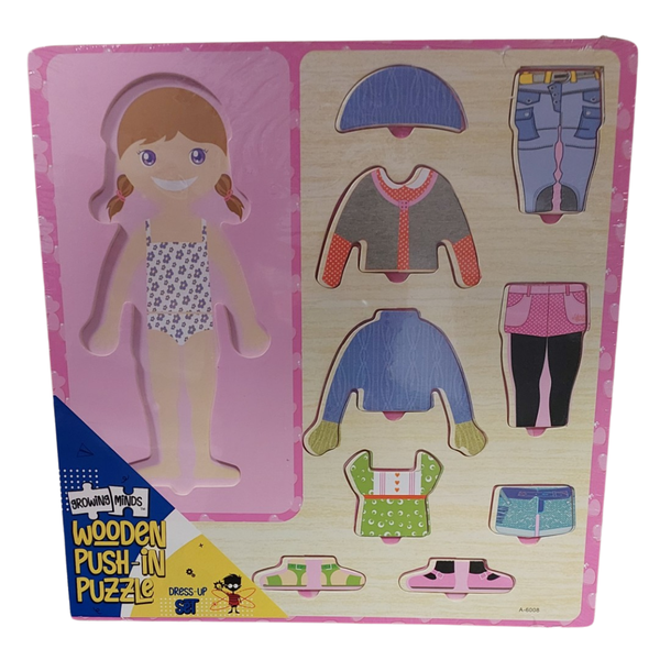 Educational Wooden Push-in Puzzle Girl Dress-up
