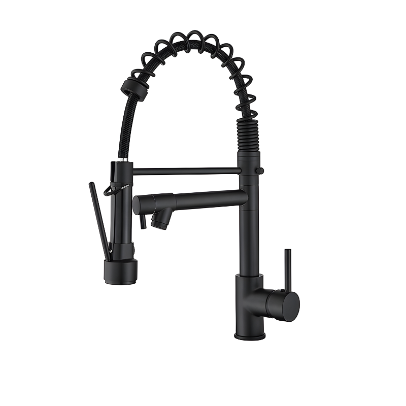 Spring faucet kitchen hot and cold water sink swivel double water outlet