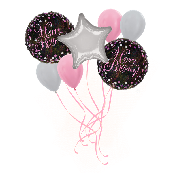 Sparkling Pink Birthday Balloon Bouquet