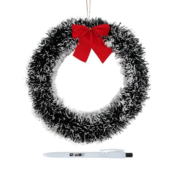 Christmas Artificial Hanging Wreath With Red Bow Decoration With ReVibe Pen