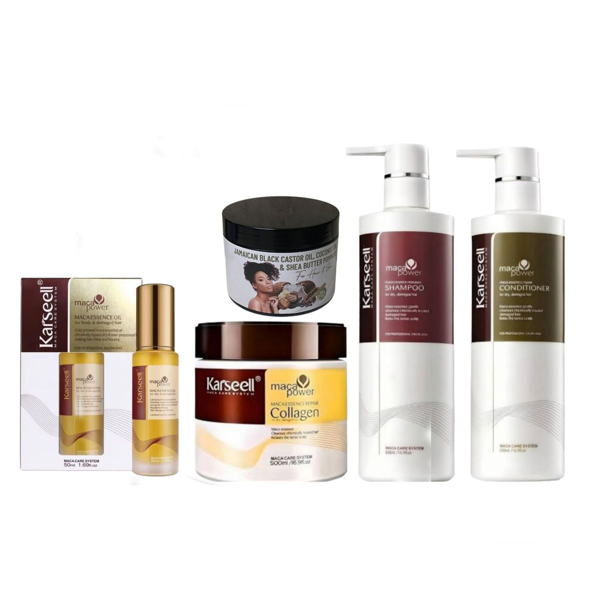 Karseell Collagen Hair Repair Shampoo, Conditioner, Mask Oil with Butter