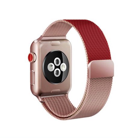 Apple Watch Stainless Steel Strap Two Tone Rose Red 38 40