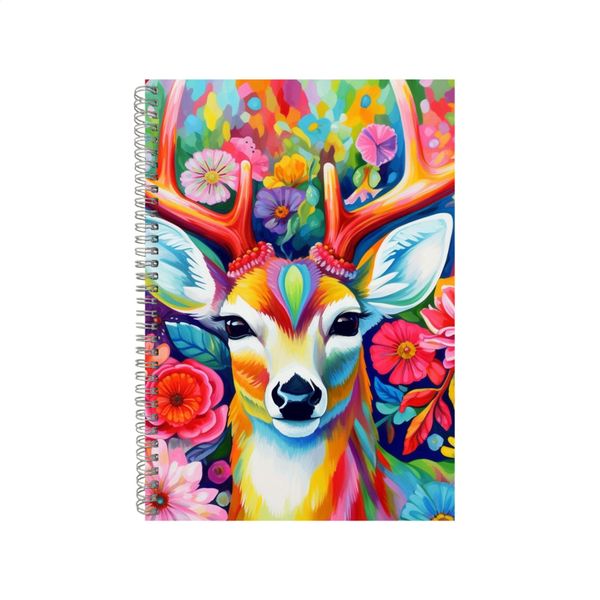 Deer With White Lilies Rainbow Neon Notebook Gift Idea A4 Notepad Pad 74
