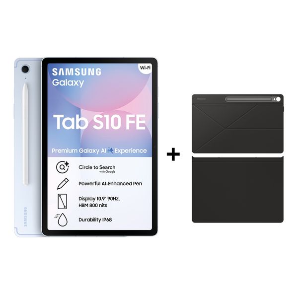 Samsung Galaxy Tab S10 FE (X520) 10.9" 128GB Wi-Fi Only Tablet - Light Blue + Samsung Smart Book Cover