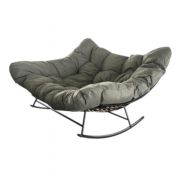 MFurn Charcoal Grey &amp; Black Metal, Plush Fabric Bean Bag Chair