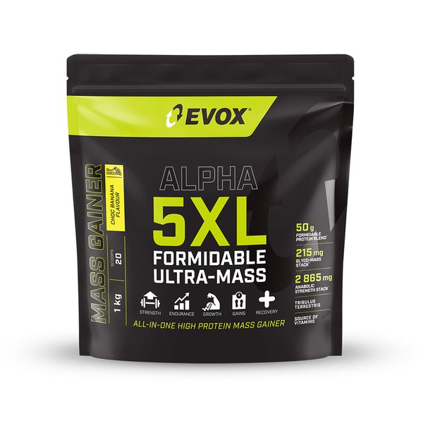 Evox Aplha 5XL Ultra Mass Choc Banana 1kg Bag