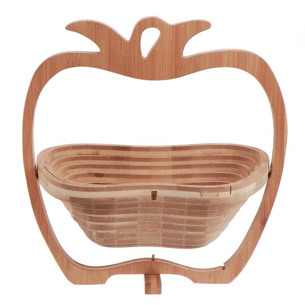 Collapsible Wooden Apple Fruit Basket Bowl/Storage Holder Rack