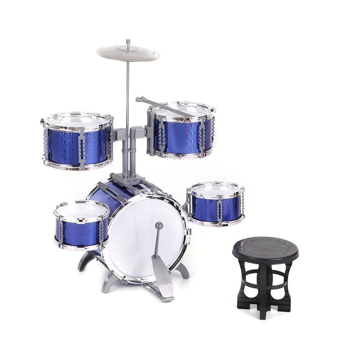 Toddler Kids Musical Jazz Drum Toy Set Percussion Instrument Kit - Blue