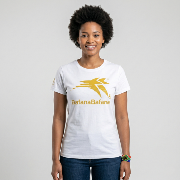 Bafana Bafana Women's Graphic Soccer Supporters T-Shirt - White