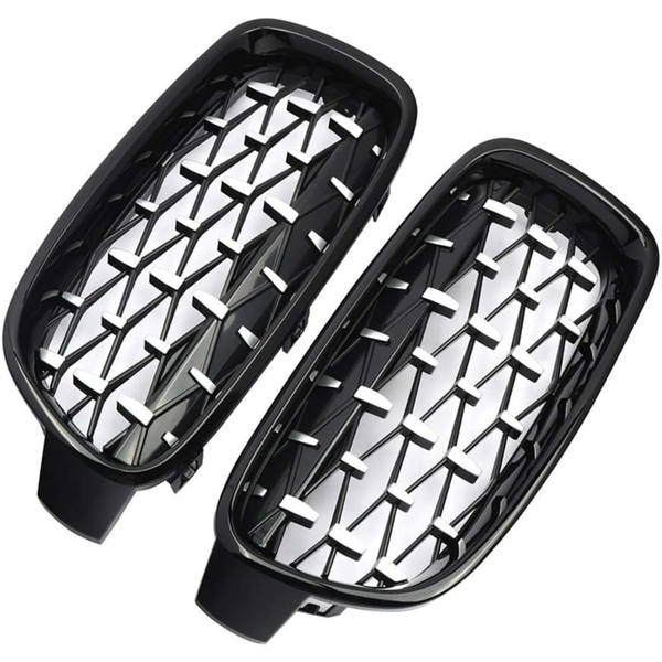 F30 Diamond Style Kidney Grills Gloss Black &amp; Silver
