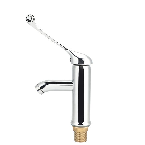 Long Handle Vertical Countertop Water Faucet Hot Cold Hospital