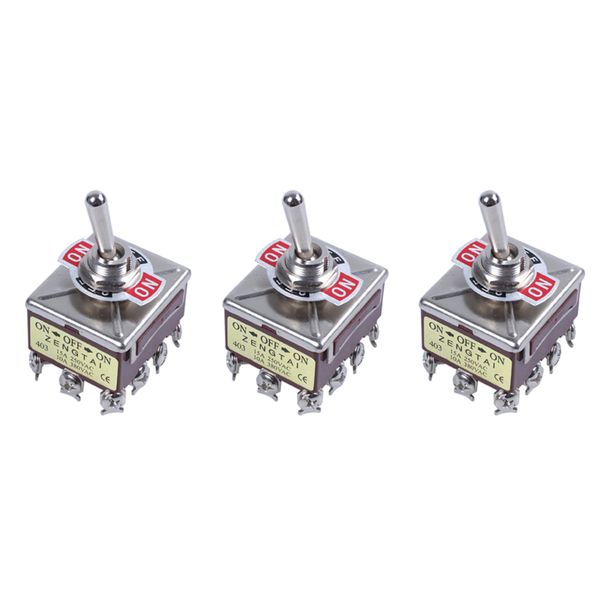 3X AC 380V 10A ON/OFF/ON 3 Positions 12 Pin Latching Toggle Switch 4PDT