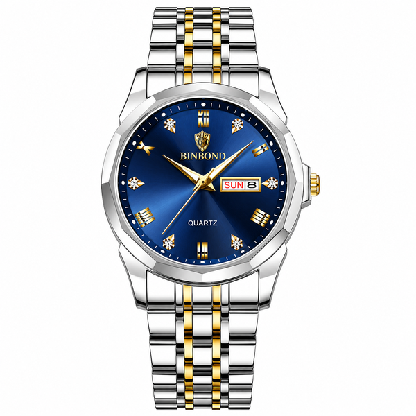 Binbond - Royal Blue Luxury Men's Watch - Blue / Gold