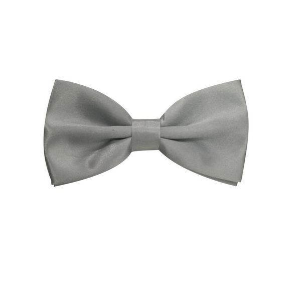 Plain Satin Bow Tie - Silver