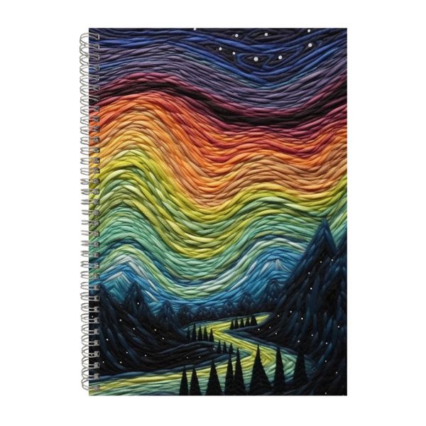 3D Embroidered Northern Lights 3 Notebook Gift Idea A4 Notepad Pad 105
