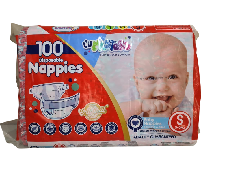 Lil Masters Disposable Diapers - Small (3-6 kg) Pack of 100