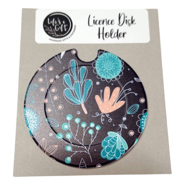 Life's a Gift Licence Disk Holder - Blue Leaves
