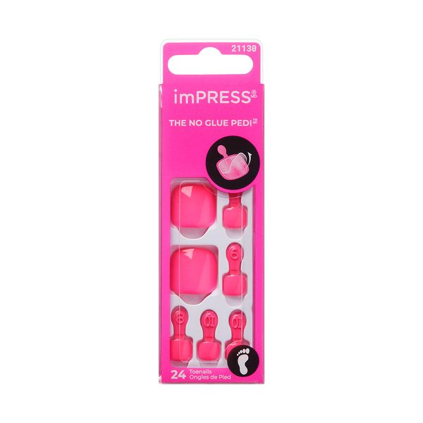 KISS imPRESS No Glue Mani Press On Atrificial Nails, Tickle Me Pink Color