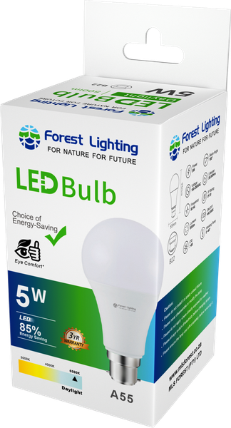 Forest Lighting LED A60 Bulb*10-5W-B22- Daylight-3Yrs Warranty(30000 Hrs)