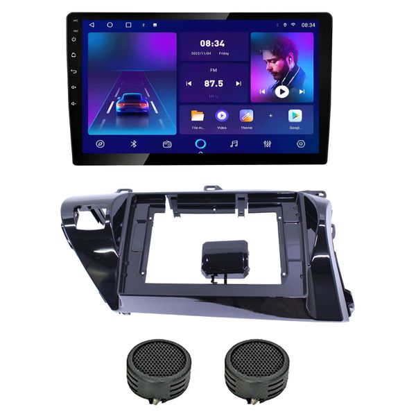 Caska 9" Media Player with Toyota Hilux 2017 Trim Plate &amp; Evo Tweeters