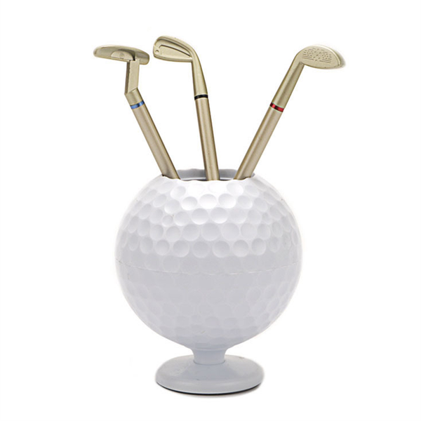 Mini Golf Ball Pen Bucket Anti-Slip Base Pencil Holder Desk Organizer