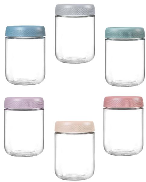 6 Pack Airtight Glass Storage Jars with Secure Lids for Pantry /Meal Prep