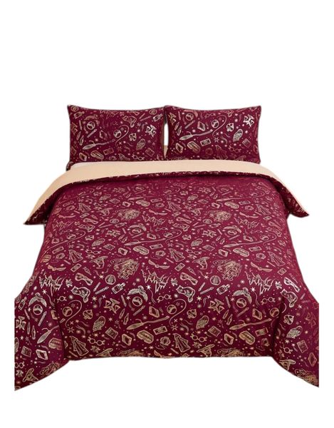 Harry Potter Gryffindor Icons Duvet Cover Set in Rich Burgundy &amp; Gold