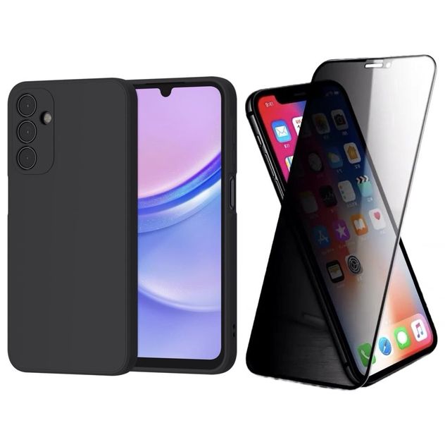 SILICONE COVER + PRIVACY GLASS Compatible With SAMSUNG Galaxy A25 5G -COMBO