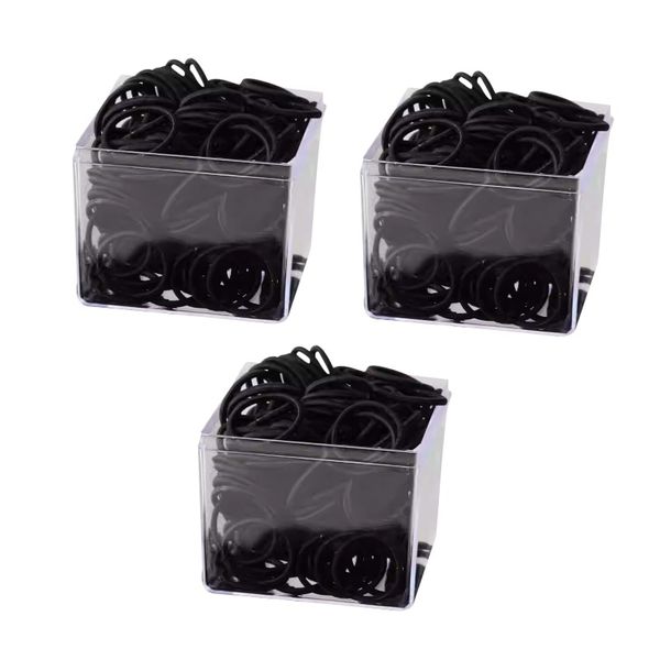 3 Pack - 150 Pieces - Seamless Black Hair Band Set - Black