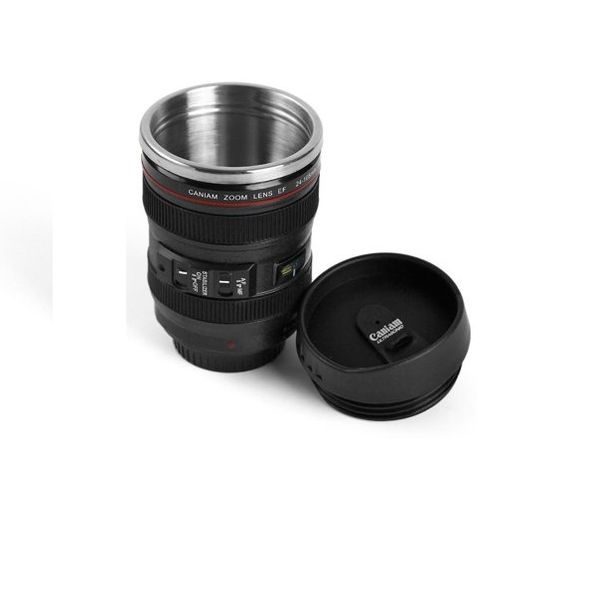350ml Camera Lens Shape Coffee Tea Mug With Lid