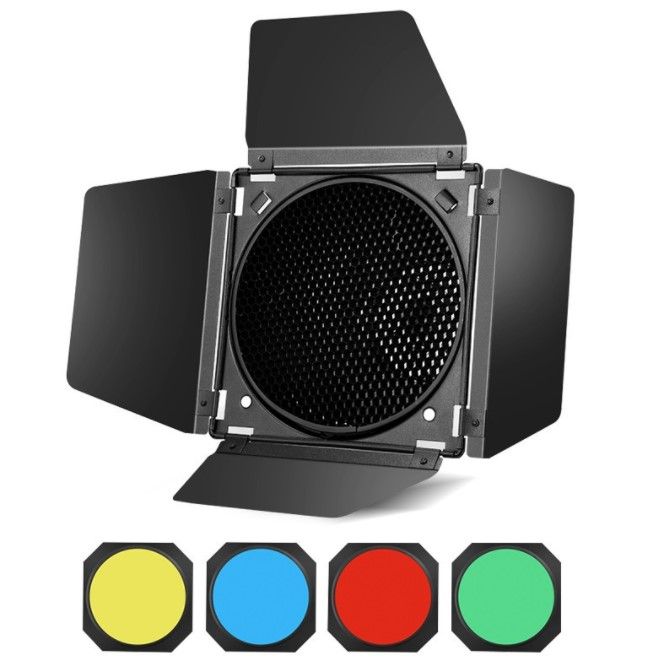 BD04 Barn Door with Grid and 4 Color Gel Filters Shop