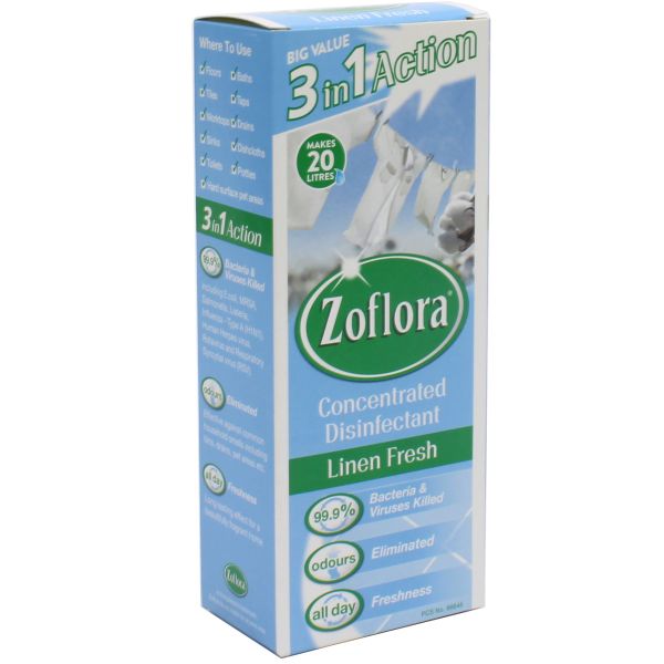 Zoflora Concentrated Disinfectant - Linen Fresh - 3 in 1 Action - 500ml