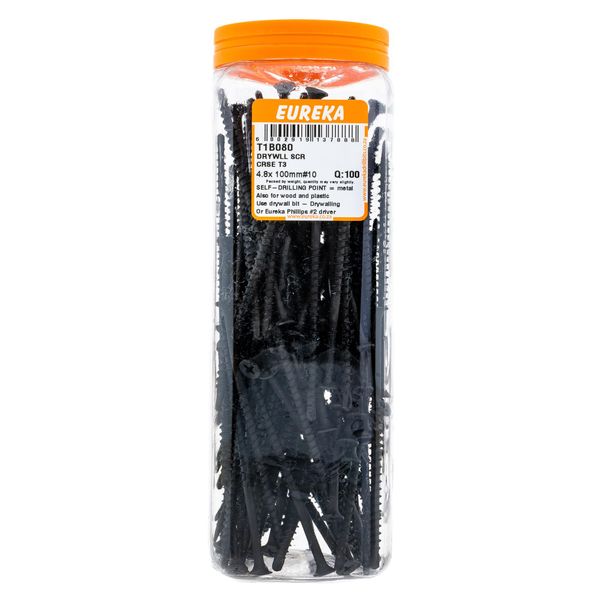 EUREKA Drywall Screw Coarse Thread T5 tip 4.8 x 100mm #10 Q:100 T1B080
