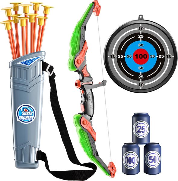 Bow and Arrow Set for Kids 3-10 Years, with 10 Suction Cup Arrows &amp; Target