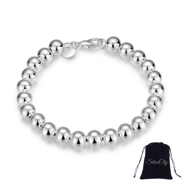 High Quality 100% 925 Sterling Silver Lucky Round Prayer Beads Bracelet