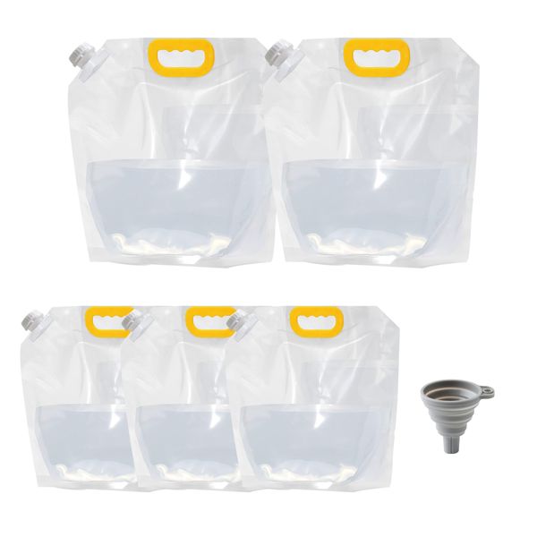 5Pack Stand-Up Food Storage Pouch With 5L &amp; 2.5L And Folding Funnel