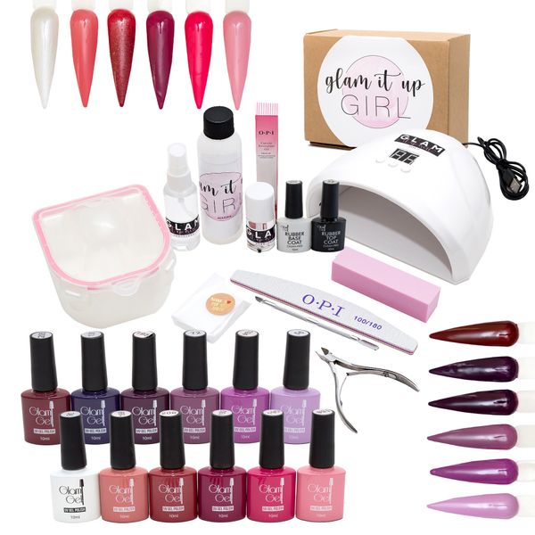 High Quality UV/LED Glam Gel Nail Polish Starter&amp;Soak Off Rubber Pink-25pc