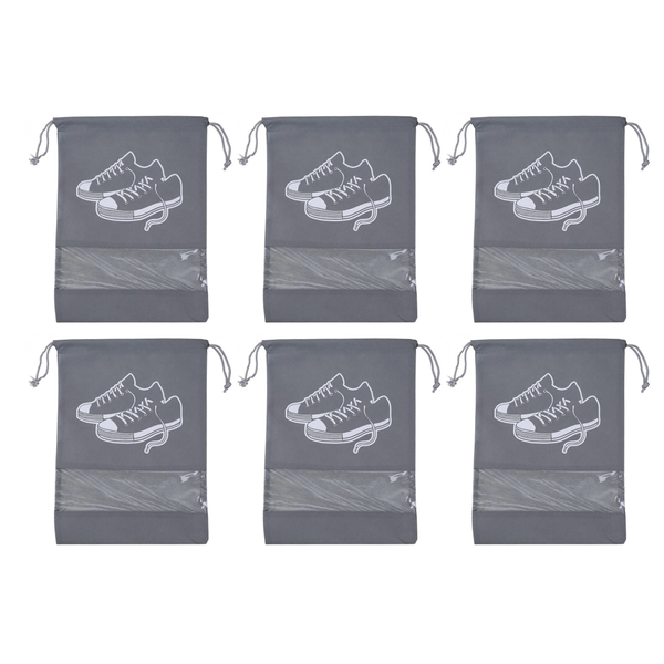 Set of 6 Grey Travel Shoe Storage Bag - 32 x 43 CM