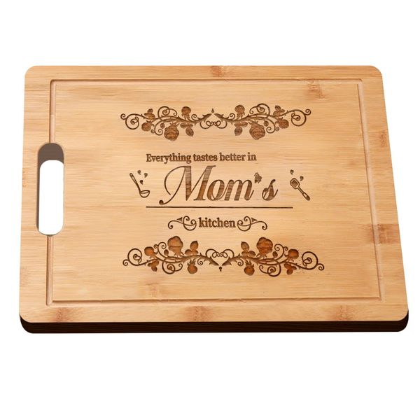 Bamboo Cutting Board with Juice Groove Engraved Bamboo Mom's Birthday Gift