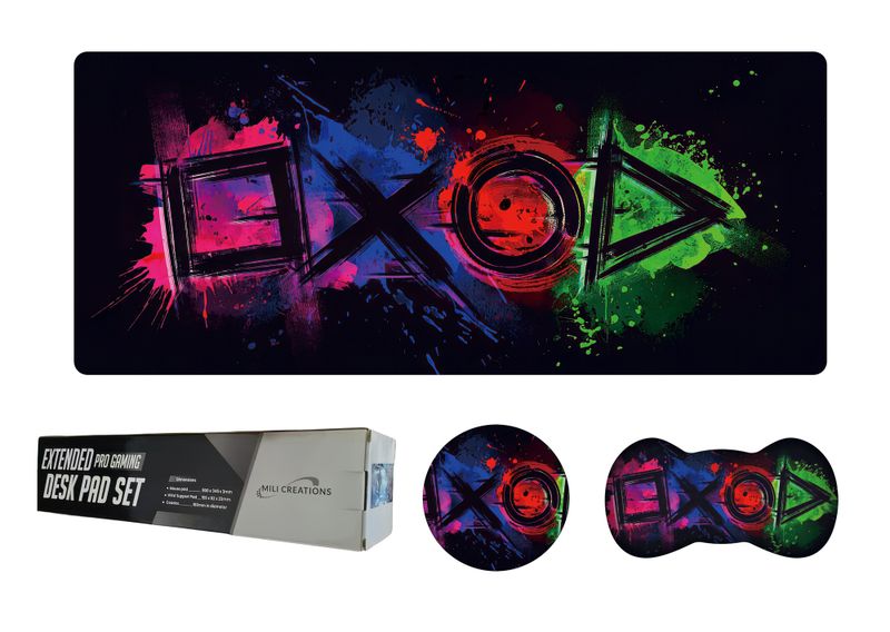 PS Button Symbols Extended Gaming Desk Pad Set