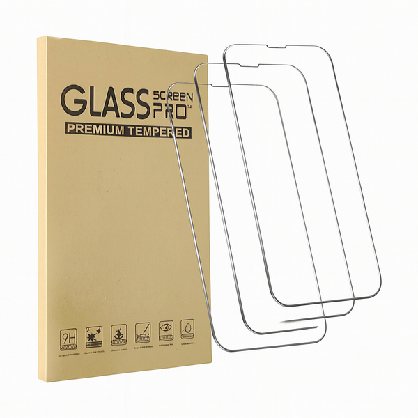 3-Piece Premium Tempered Glass Screen Protector - Transparent