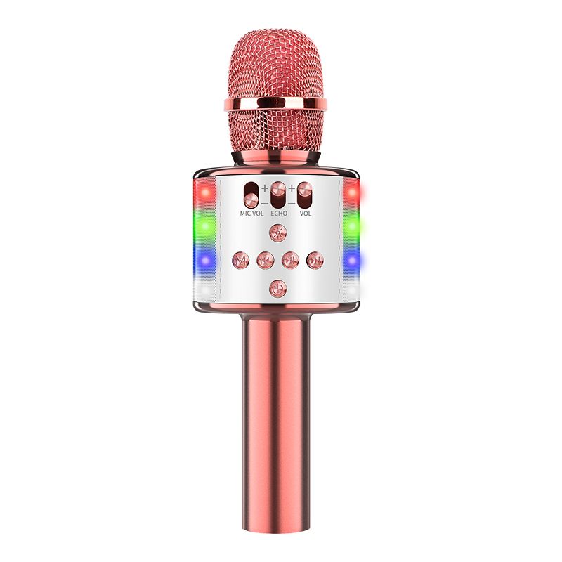 4-in-1 Karaoke Bluetooth Wireless Portable Microphone with LED Lights ...