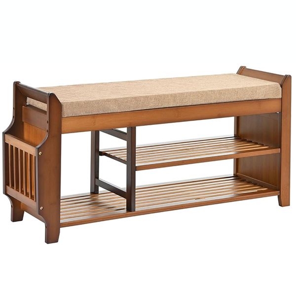 3 Tier Shoe Bench Shoe Storage Bench with Cushion Shoe Rack Storage Shelf