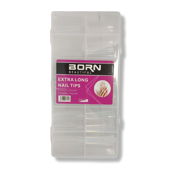 Born Beautiful – Full Cover Nail Tips – Extra Long Square – 240 Piece