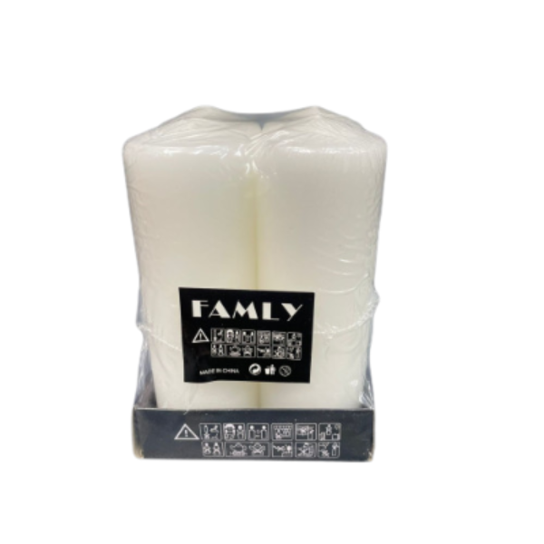 Elegant Unscented White Tall Pillar Candles- 5cm x 15cm - 4 Pcs