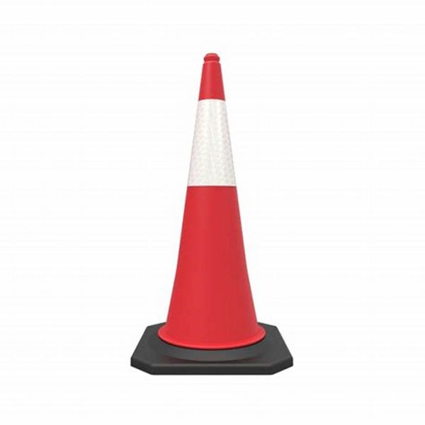 Passion 4-Pack PVC Black Rubber Base Traffic Cone+Reflective Tape 100CM